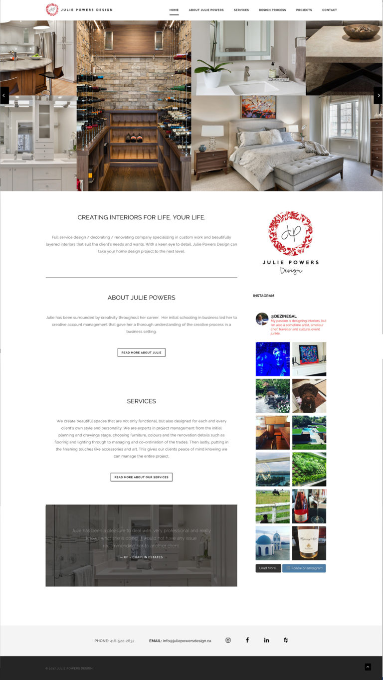 Julie Powers design website - Web